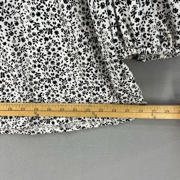 Adrianna Papell Top Women's 3X Black White Floral Print Tunic Flowy Long Sleeve - Picture 8 of 10